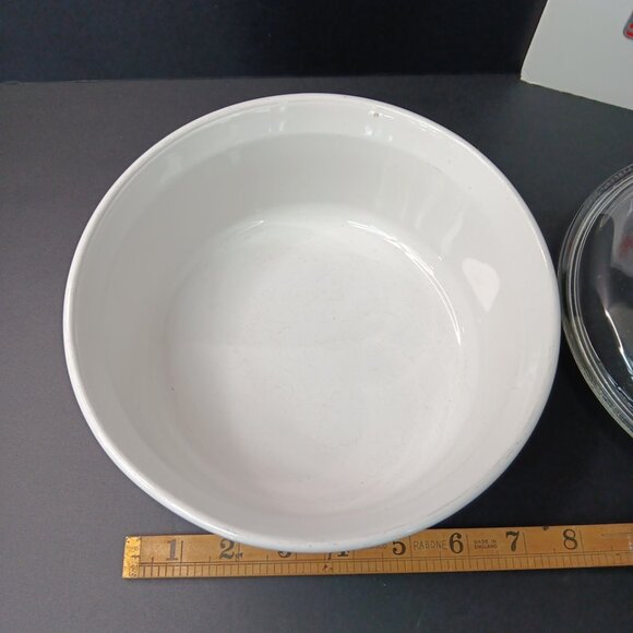 Corning Ware F-5-B French White 1.6 Liter Round Casserole Dish Pyrex Lid Read - Picture 6 of 10